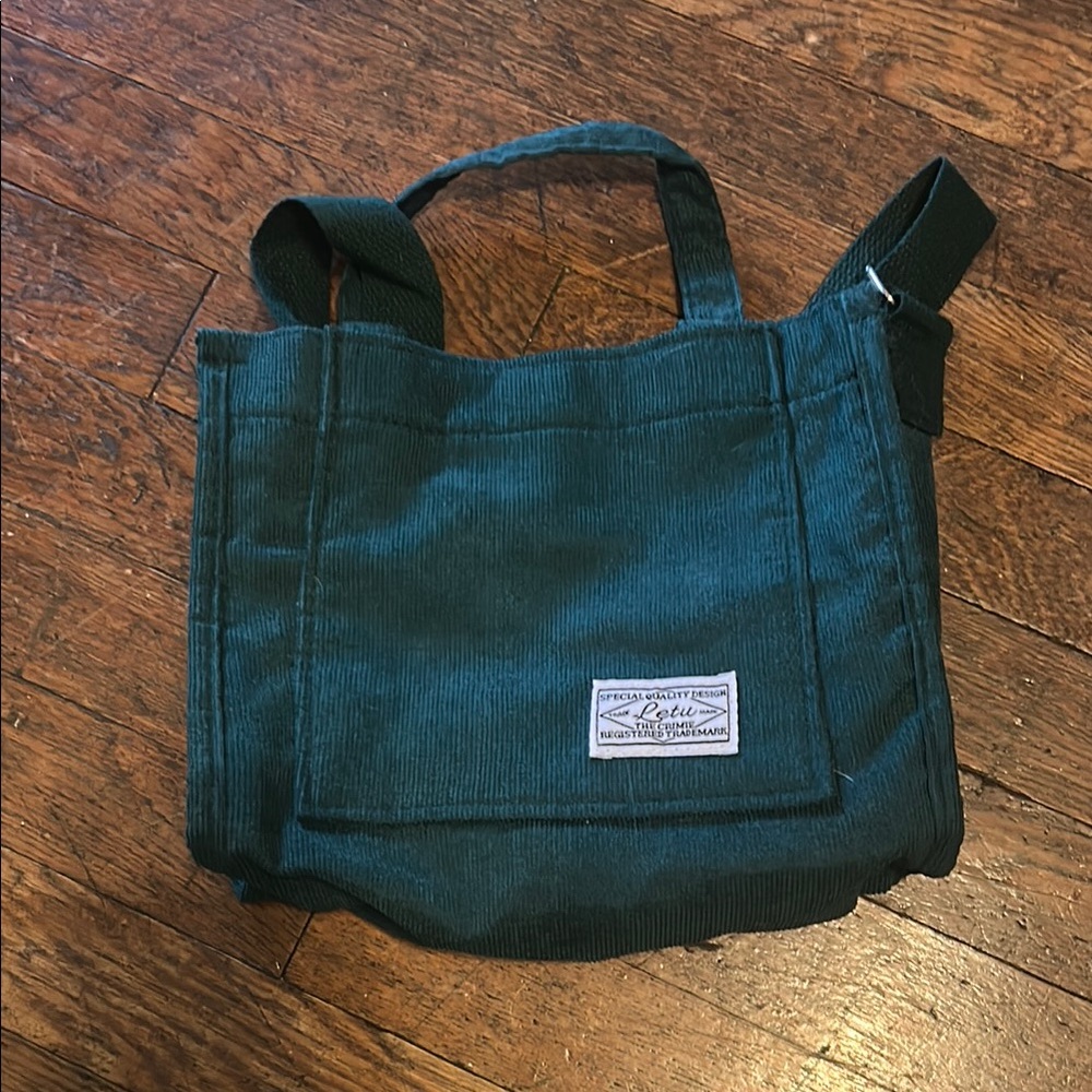 Green Corduroy Tote Bag
